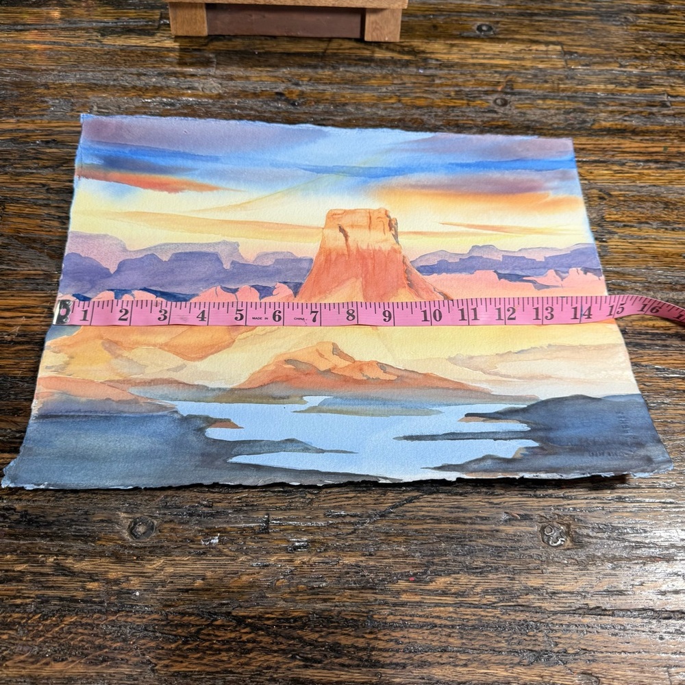 Sunset Mountain Watercolor Art Painting Desert - Picture 9 of 10
